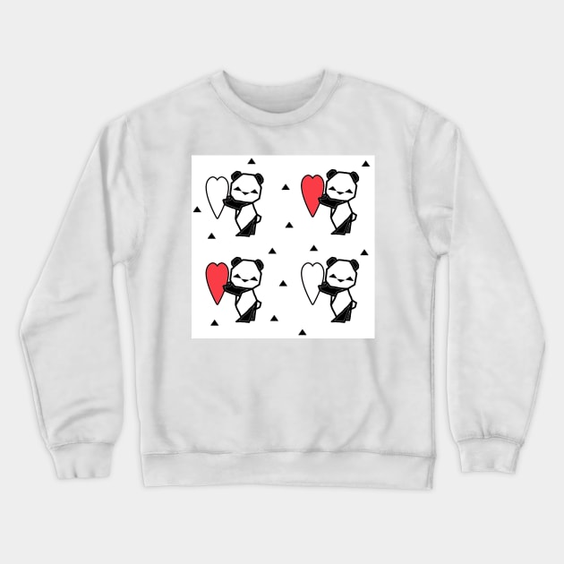 Origami Panda Heart Love Crewneck Sweatshirt by tandre